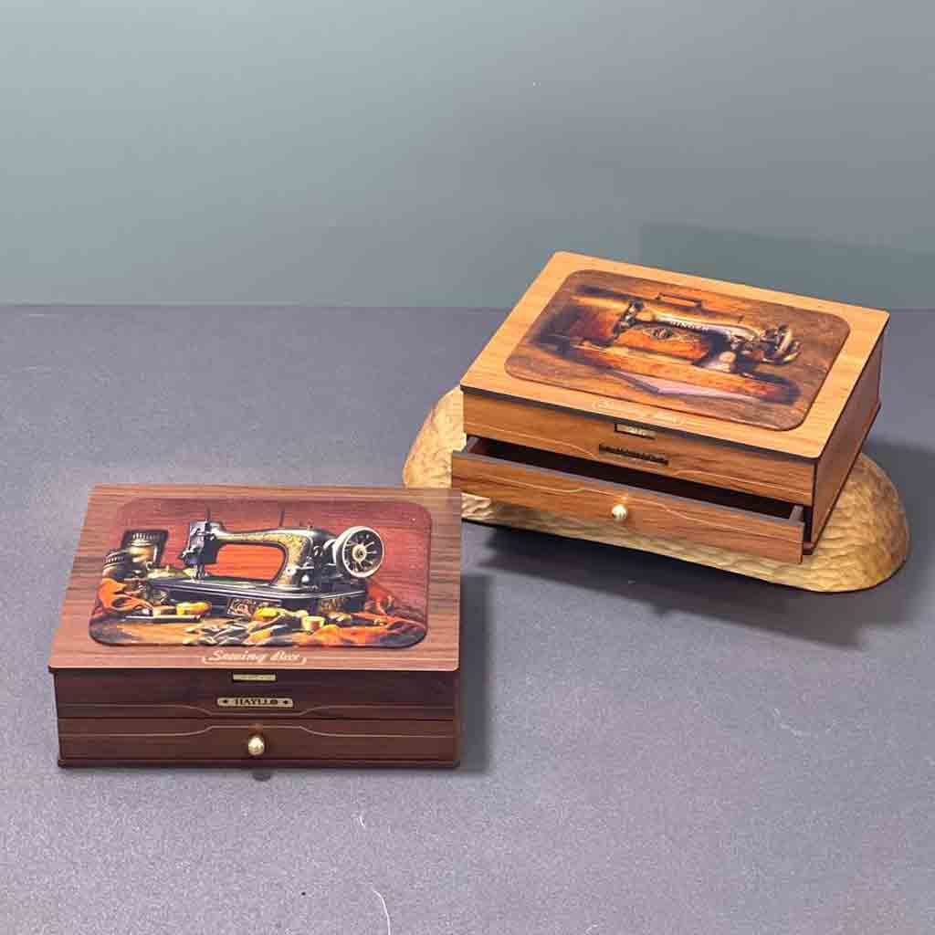 جعبه نخ و سوزن چوبی مدل ارکیده