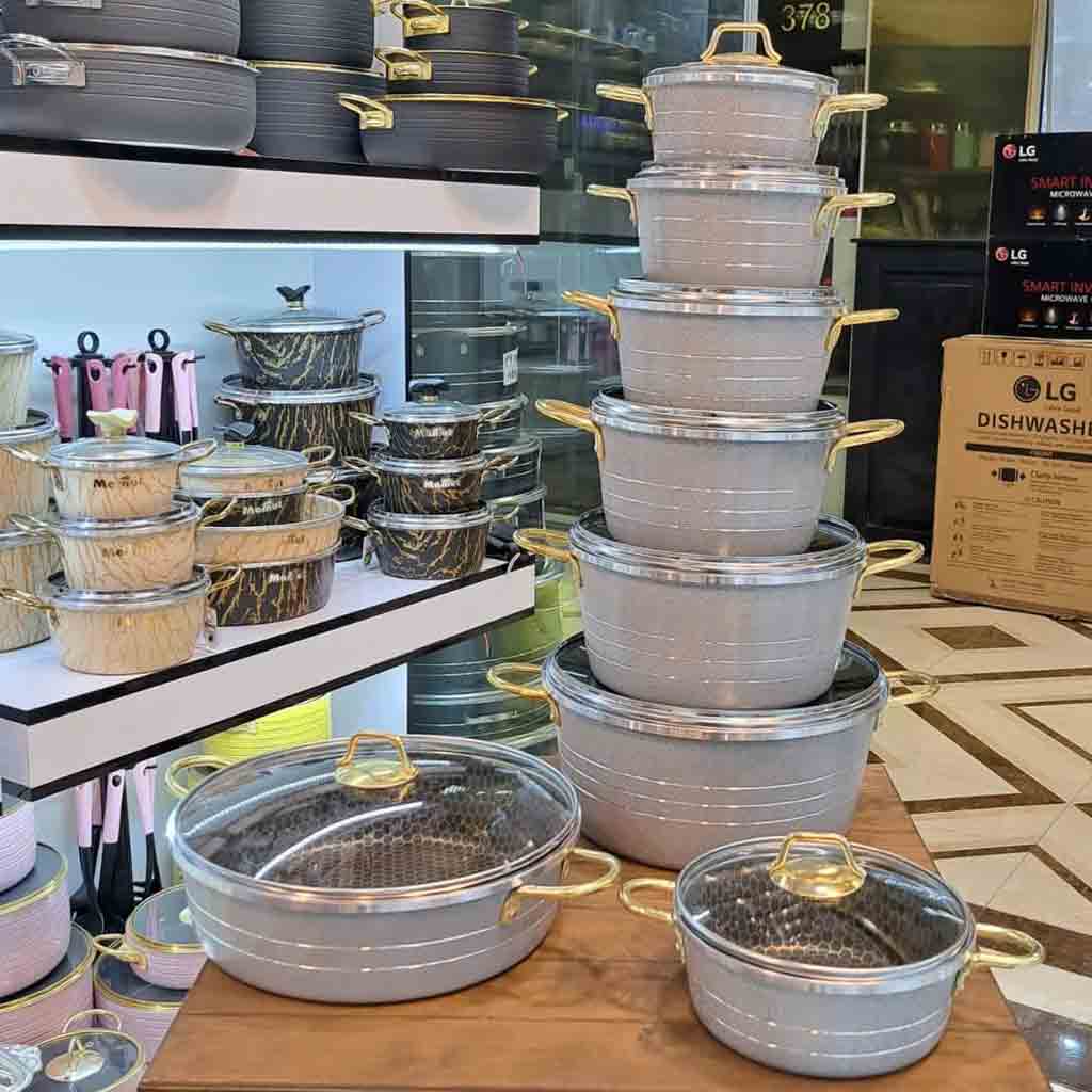 سرویس قابلمه ۱۵پارچه پرتو کالا گلدانی