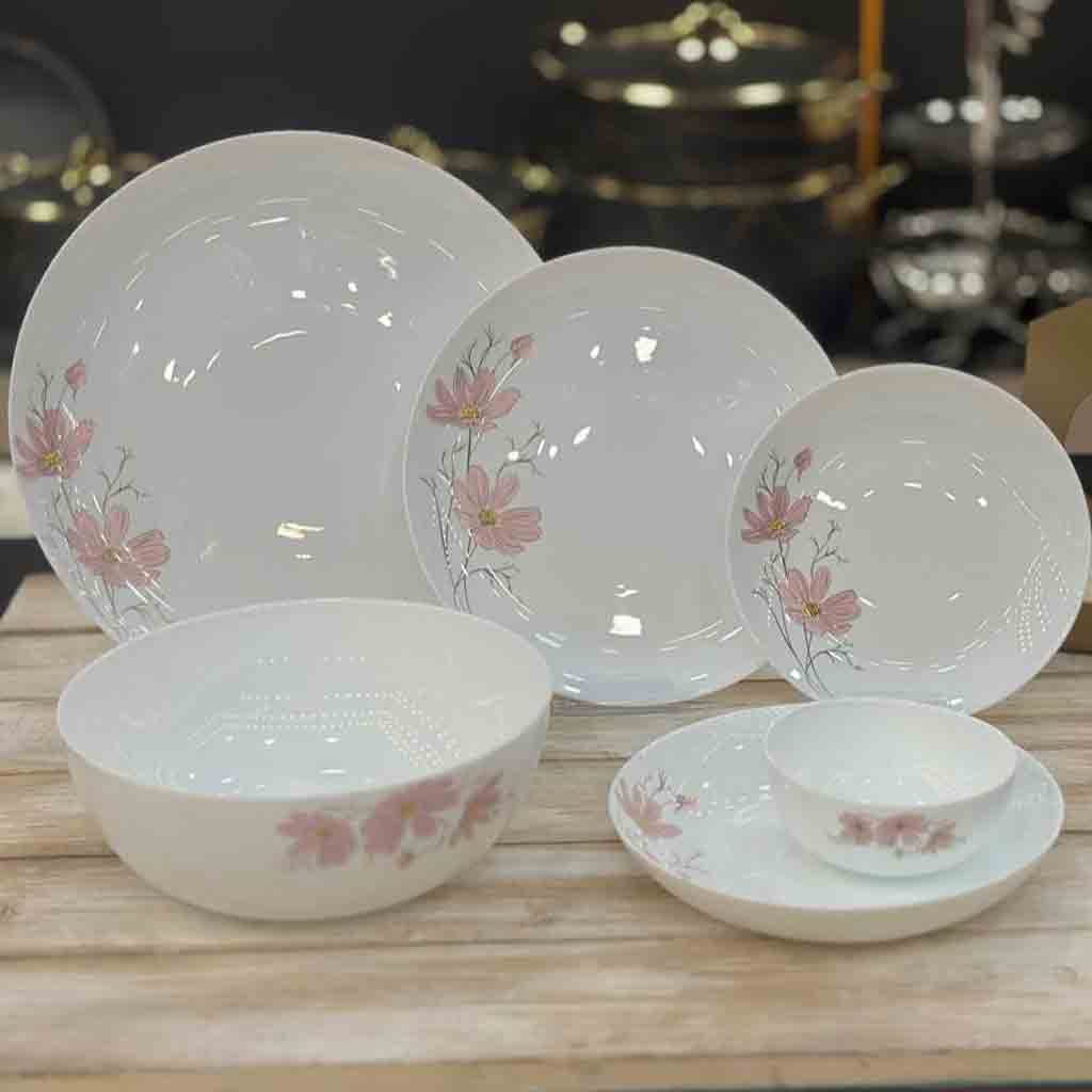 سرویس آرکوپال 26 پارچه گلدن طرح ژالین صورتی