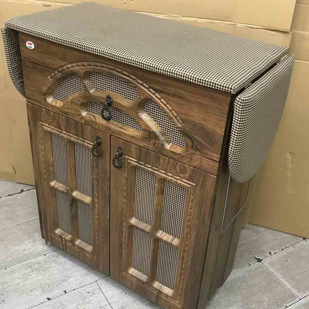 میز اتو جاچرخ دار قهوه ای