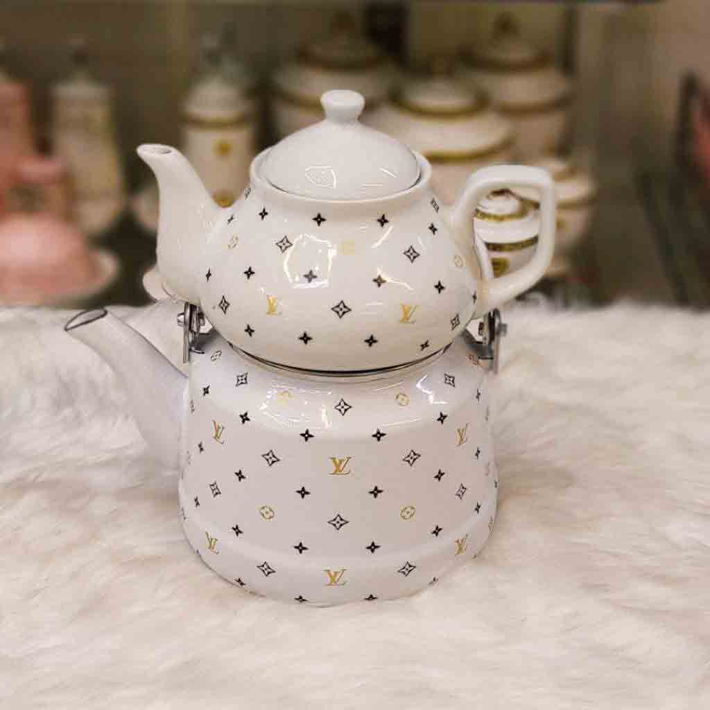 کتری قوری لعابی طرح دار