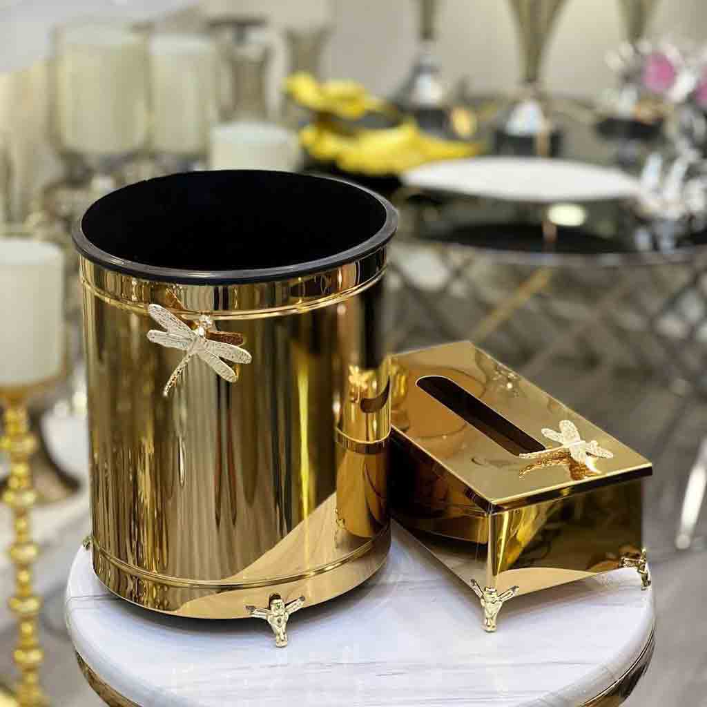 سطل و جادستمال استیل گرد  مدل سنجاقک