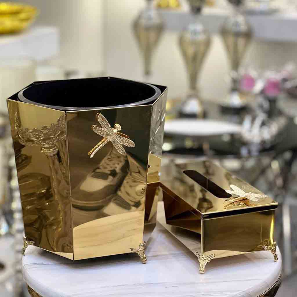 سطل و جادستمال استیل مدل سنجاقک شش ضلعی