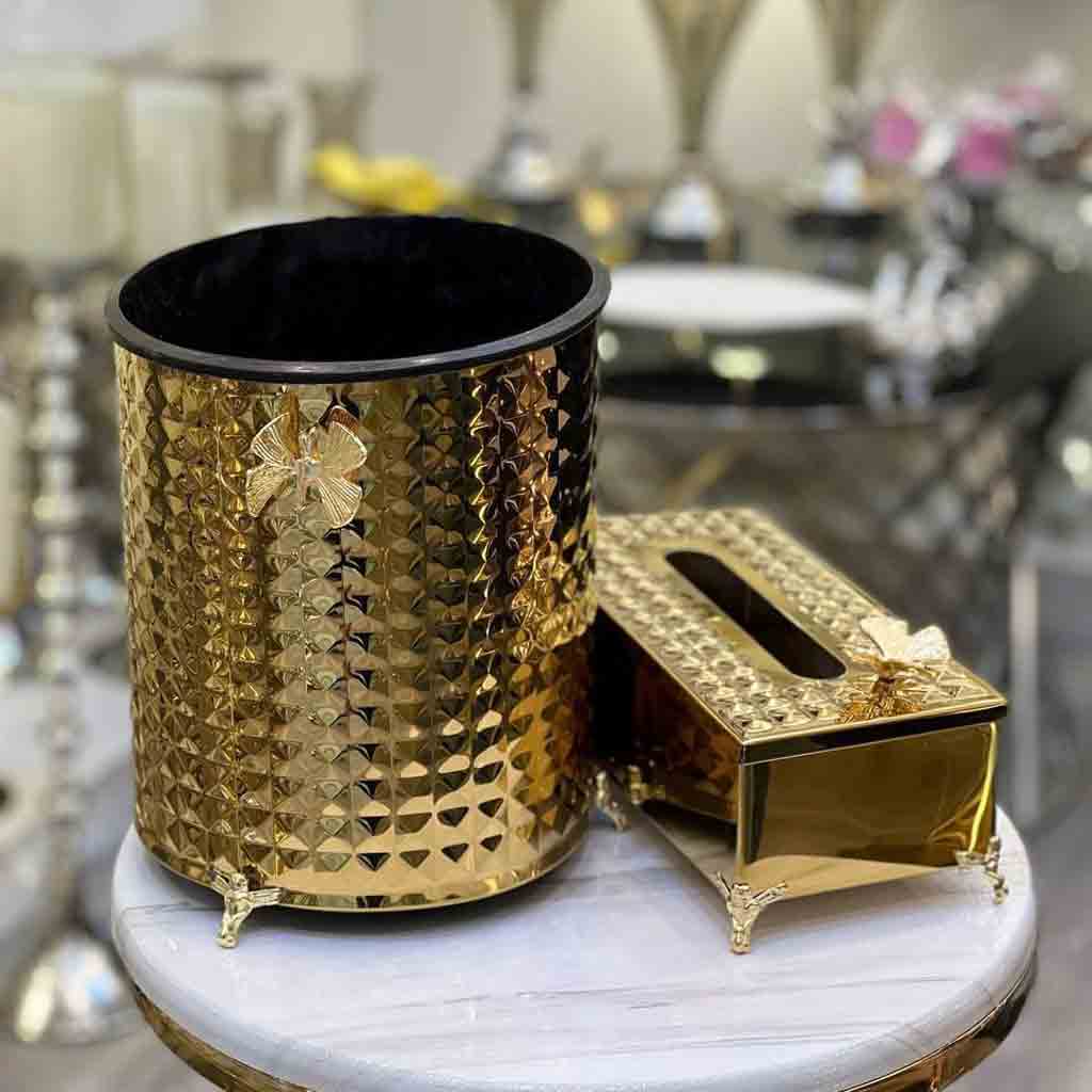 سطل و جادستمال استیل الماسی برجسته مدل پروانه