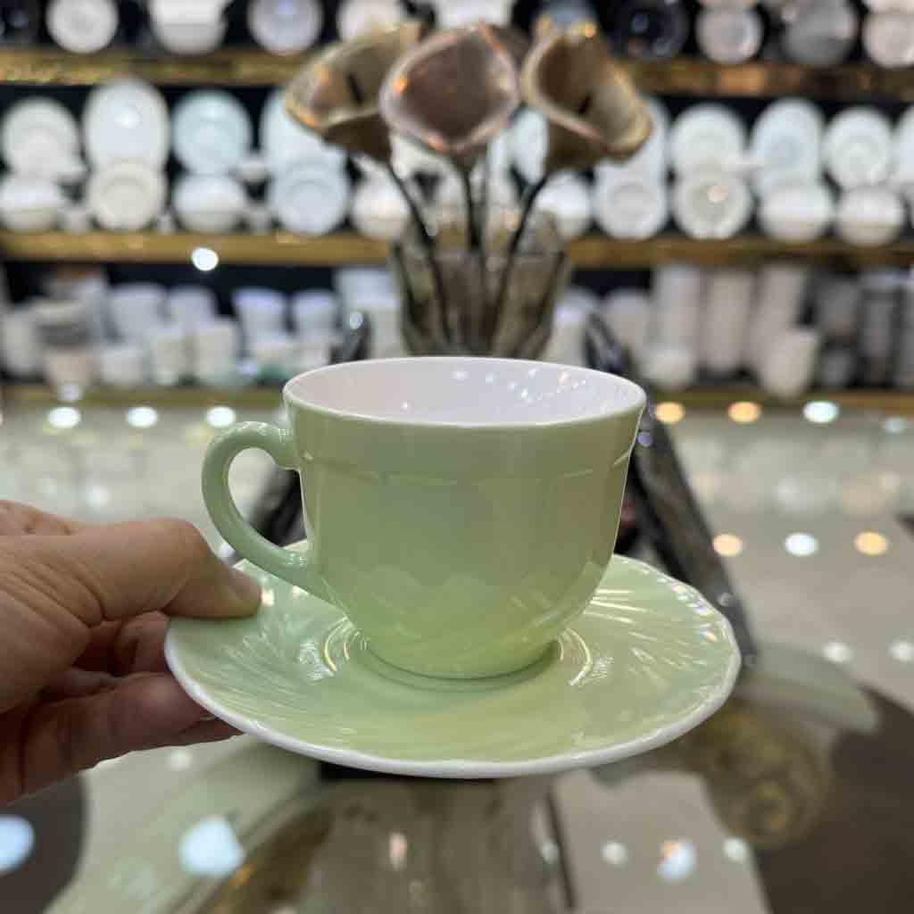 فنجان نلبکی چای خوری آرکوپال سبز پاردایس فرانسه