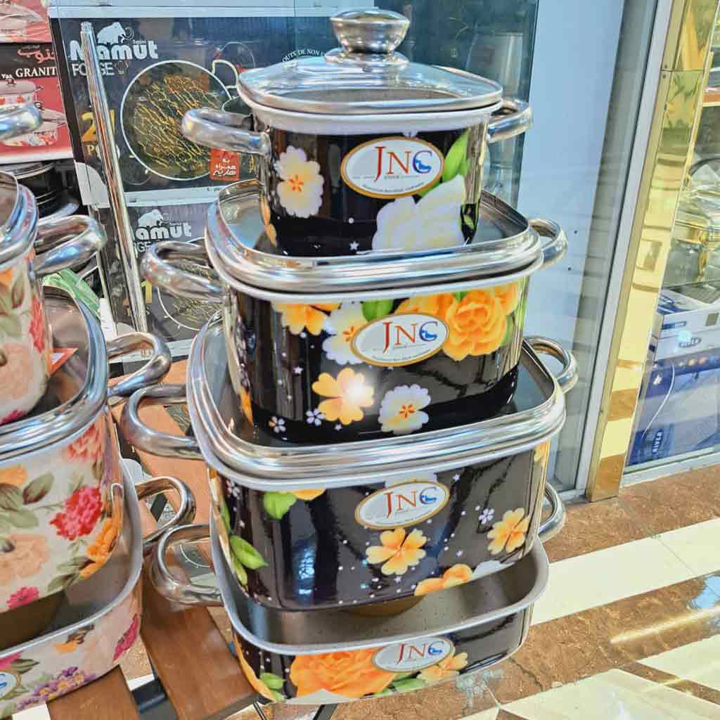 سرویس قابلمه مریع گلدار 7 پارچه