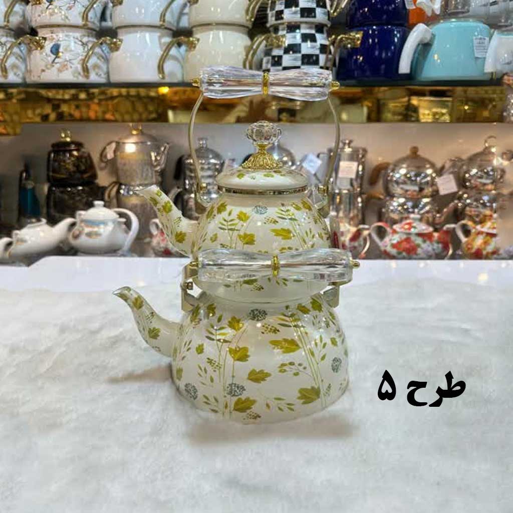 کتری قوری لعابی دسته بالا